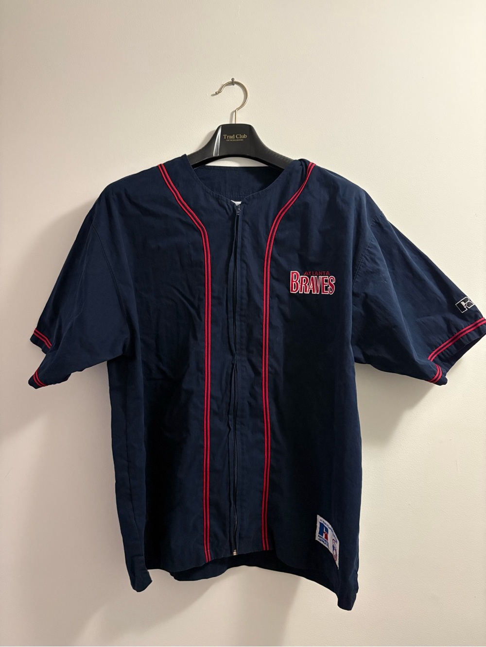 Russell Athletic Navy and Red Short-Sleeve Baseball Jersey